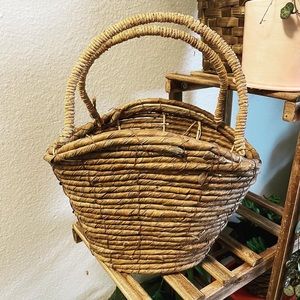Boho wicker basket with handles